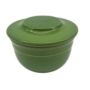 Emile Henry Butter Green Bell Crock or French Butter Keeper 16.10 Vintage 2 Pc